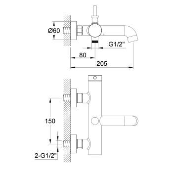 Kohlman Axel QW110A Sprchová a vaňová batéria pre odkrytú armatúru Chróm